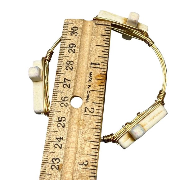 Bourbon & Boweties Etta stone Three Crystal Cross Wire Wrapped Bangle Bracelet B - Picture 5 of 5